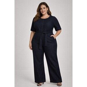 NWT Plus Size Denim Jumpsuit Wide Leg Work Wear Size 16